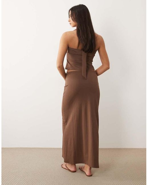 ASOS Natural Textured Crepe A Line Maxi Skirt Co-ord