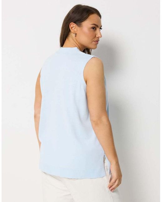 Yours Clothing White Knitted Button Front Vest Top