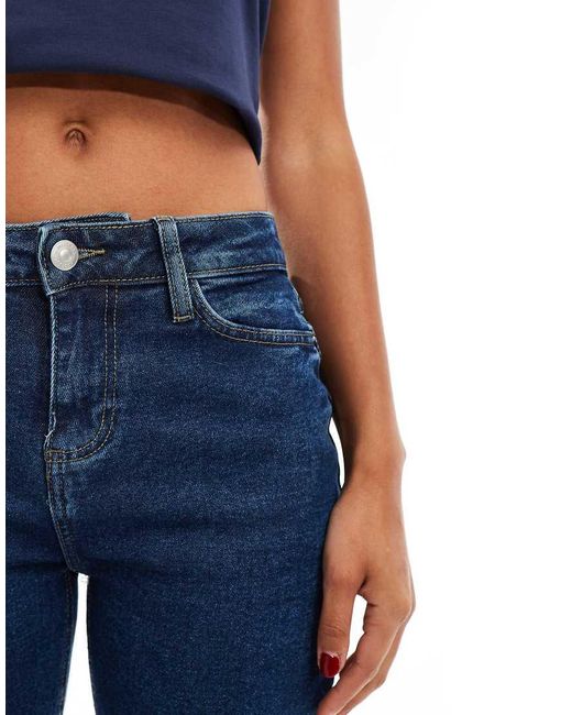 Pieces Blue Kelly Mid Rise Straight Leg Jeans