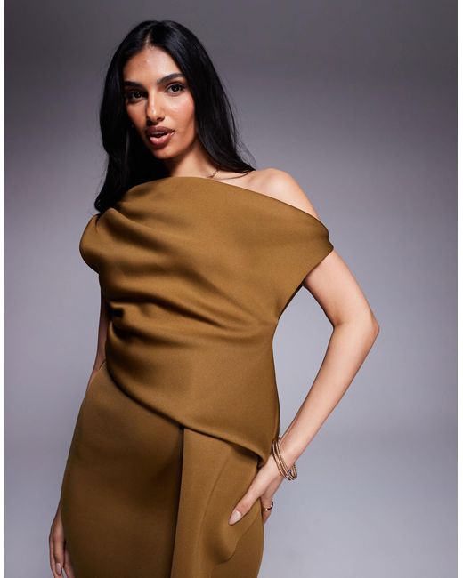 ASOS Brown – midikleid aus neoprenartigem stoff