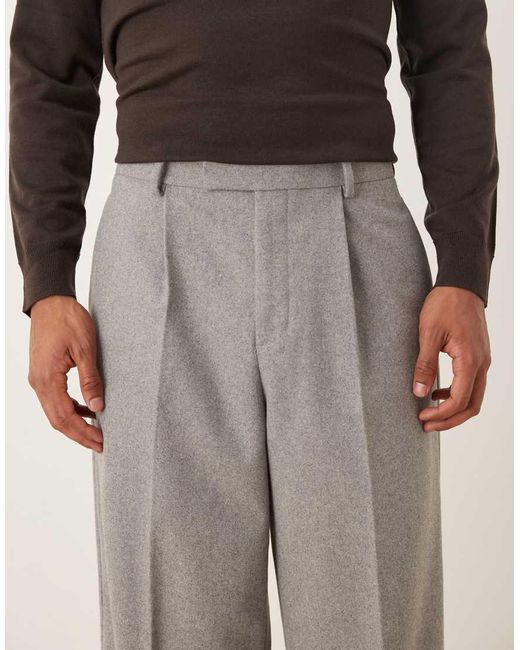 Pantalones De Traje Claro De Pernera Ancha Y Talle Alto De Fieltro De ASOS de hombre de color Gray