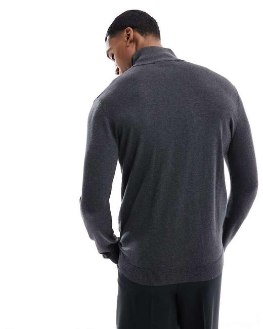 SELECTED Black Zip Up Knitted Jumper for men