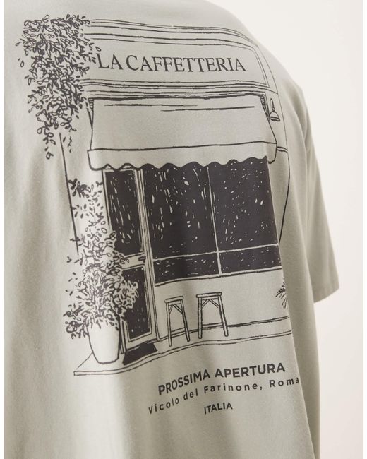 ASOS Natural Oversized T-shirt With Scenic Graphic for men