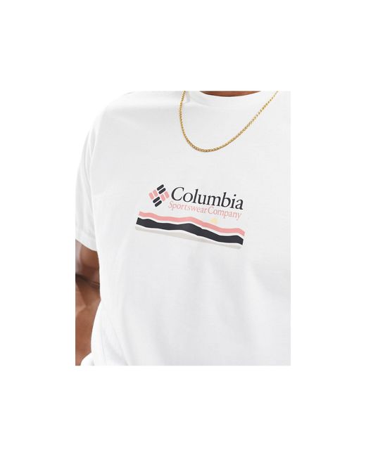 Columbia White Explorers Canyon Mountain Back Print T-shirt for men