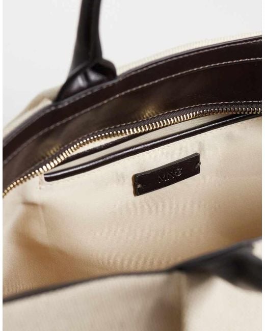 Mango Natural Large Structured Slouch Shoulder Bag