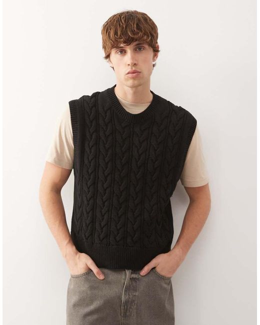 Chaleco De Punto De Ochos De Weekday de hombre de color Black