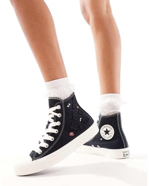 Black converse with white laces hot sale