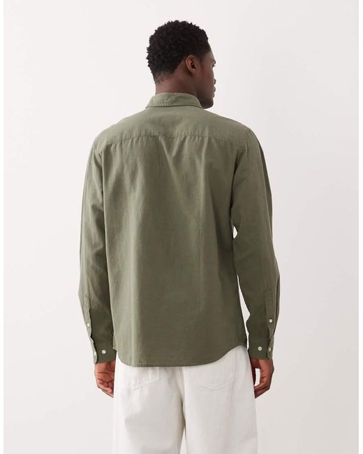 Jack & Jones Green Linen Blend Regular Shirt for men