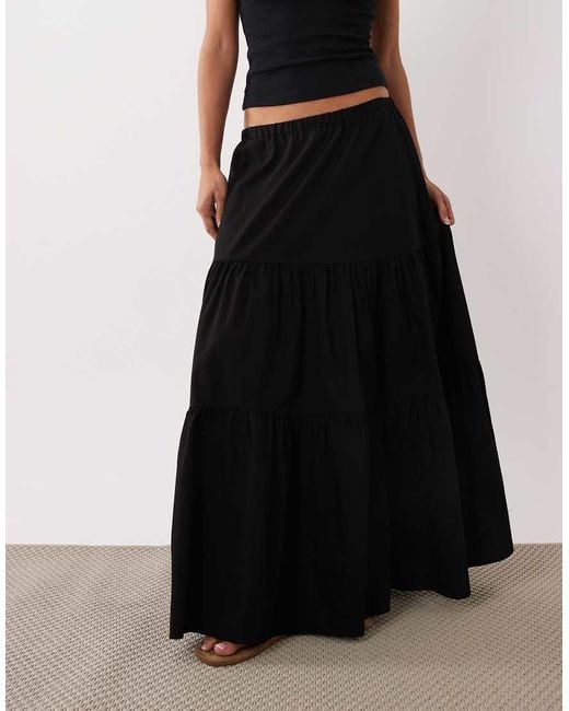 Miss Selfridge Black Poplin Maxi Skirt