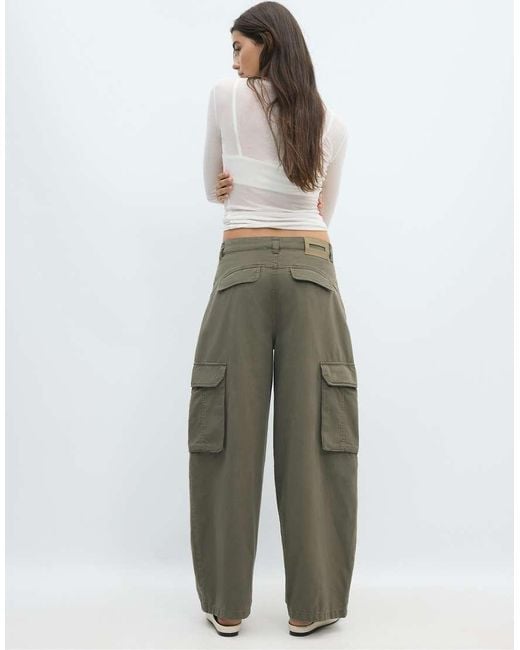 Stradivarius White Barrel Cargo Trousers