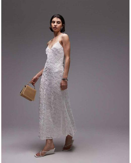 Mango Gray Devore Slip Maxi Dress