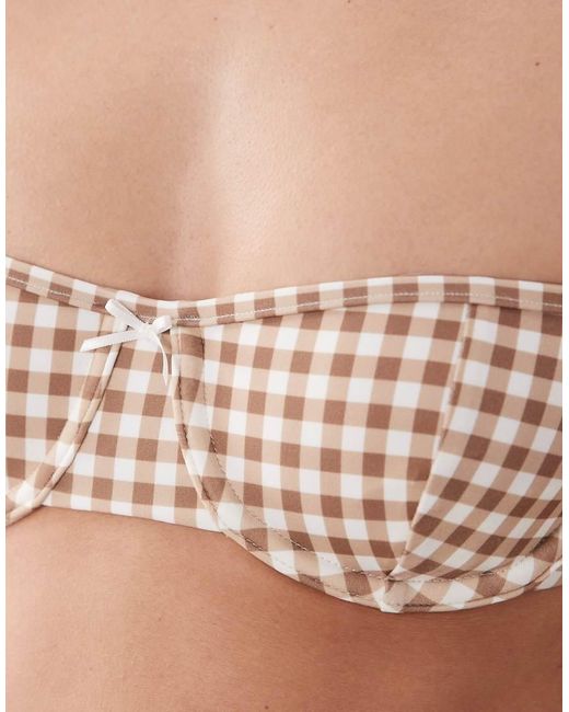 Free Society Natural Gingham Underwire Bikini Top