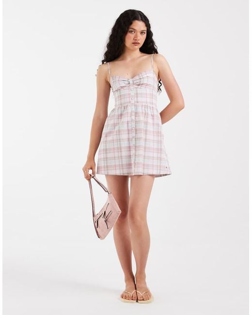 Hollister Multicolor Milkmaid Smocked Waist Mini Dress
