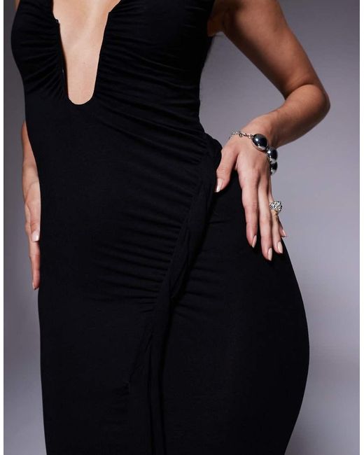 ASOS Blue Sleeveless With Shoulder With Twist Detail Maxi Dress