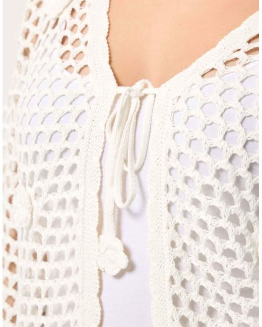 Yours Clothing Natural Flower Applique Cardigan