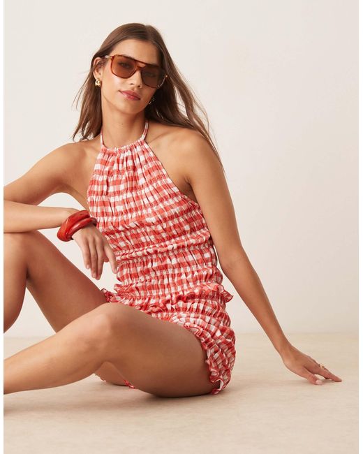 ASOS Red Shir Gingham Halter Top