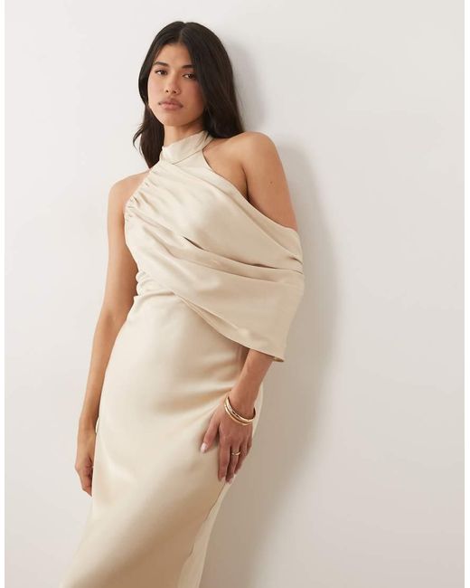 Forever New Natural High Neck Drape Maxi Dress