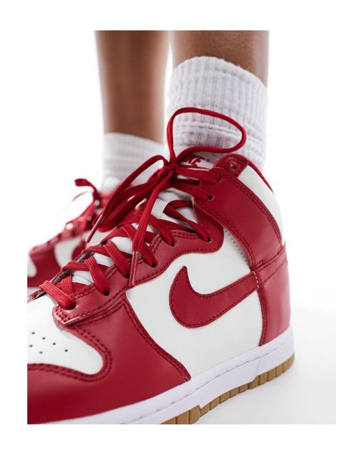 Nike Red Dunk High Sneakers