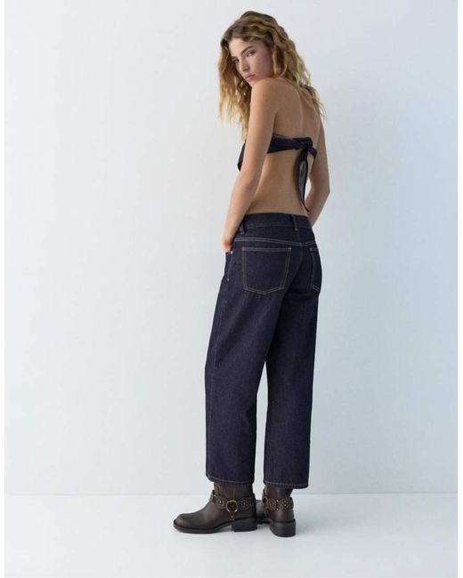 Pull&Bear Blue Low-rise Culottes Jeans