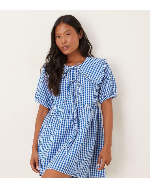 Nobody's Child Petite Blue Blaze Collar Mini Dress