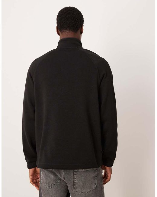 ARKET Black Pure Cotton Half Zip Fleece Sweatshirt for men