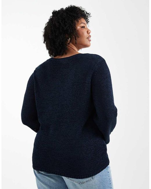 ONLY Blue V-Neck Knitted Jumper