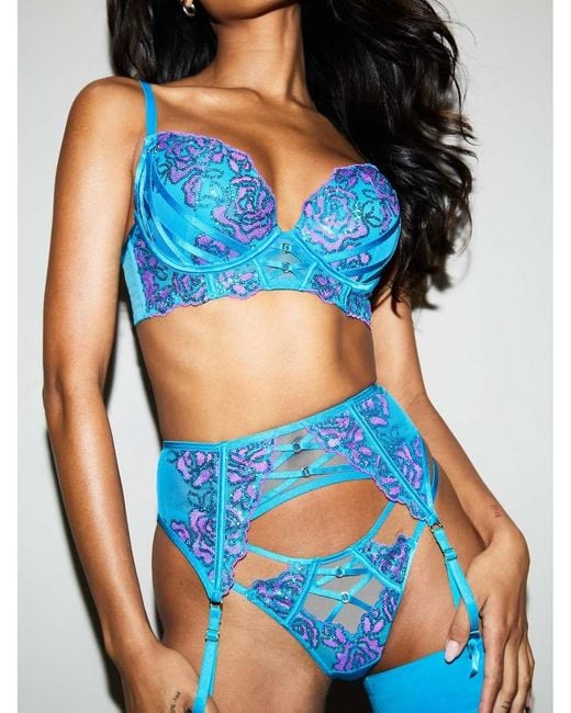 Ann Summers Blue Pearlescent Embroidered Waspie Suspender