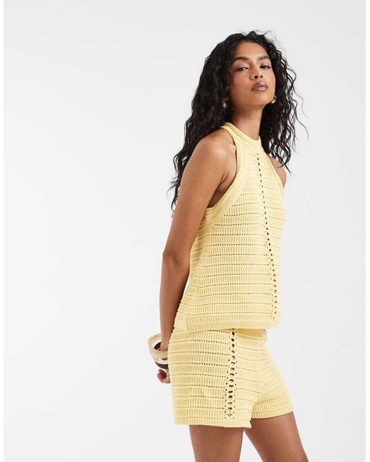 ASOS Natural Crochet Knit Micro Short Co-ord