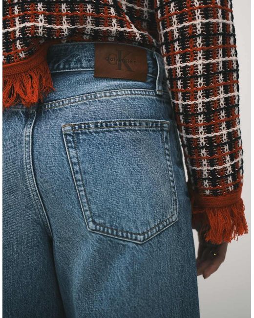 Calvin Klein Blue Low Rise baggy Ripped Jeans