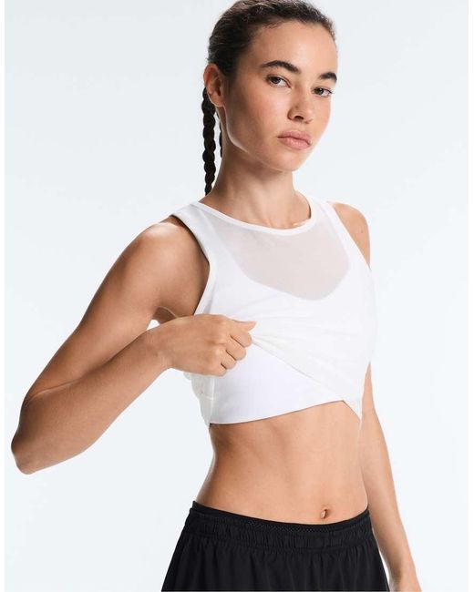 Oysho White Sheer Compressive Tank Top