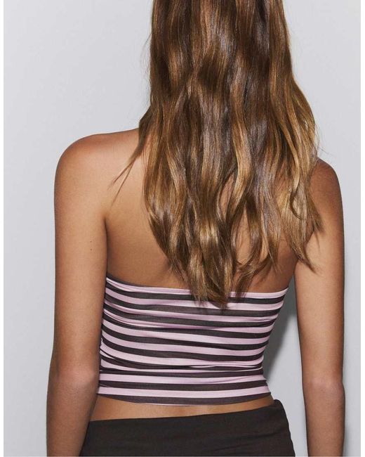 Stradivarius Pink Racer-neck Top