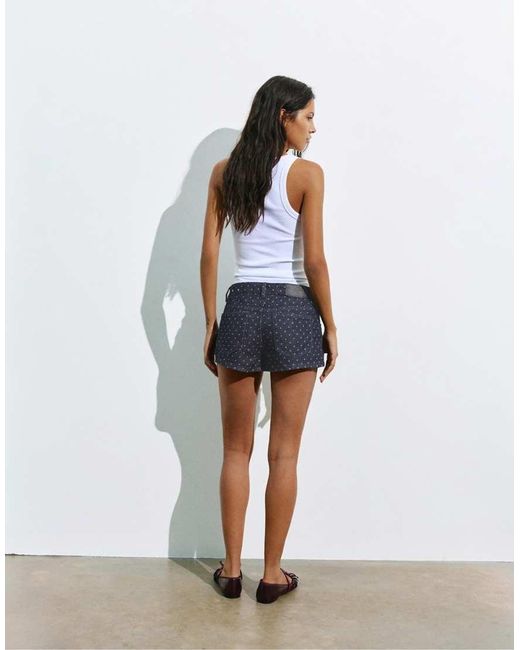 Pull&Bear Mini Short Met Polkadotprint in het Blue
