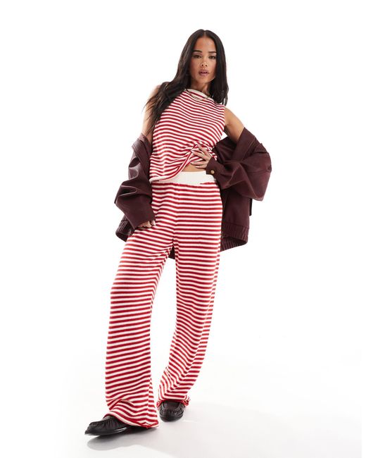 Top d'ensemble en maille à encolure bateau ASOS en coloris Red