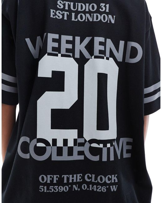 Asos design - weekend collective - vestito t-shirt oversize con grafica sul retro di ASOS in Blue