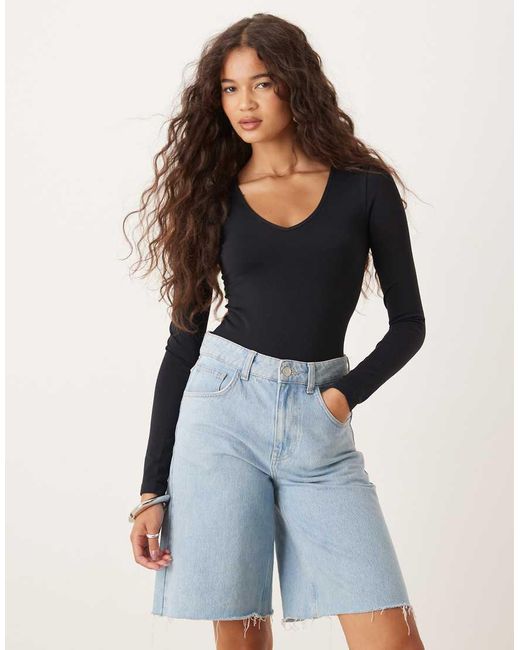 ASOS Naadloze Corrigerende Body V-Hals in het Blue
