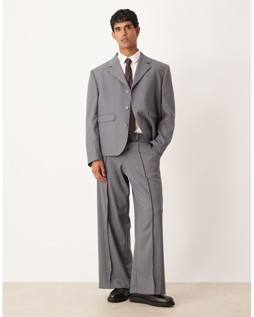 ASOS Cropped Colbert Van Keperstof Met Rechte Pasvorm in het Gray voor heren