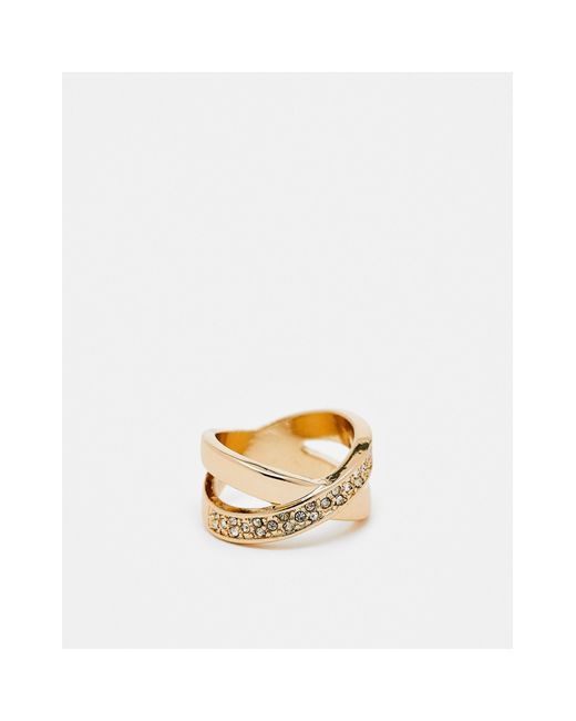 River Island White Crystal Crossover Ring