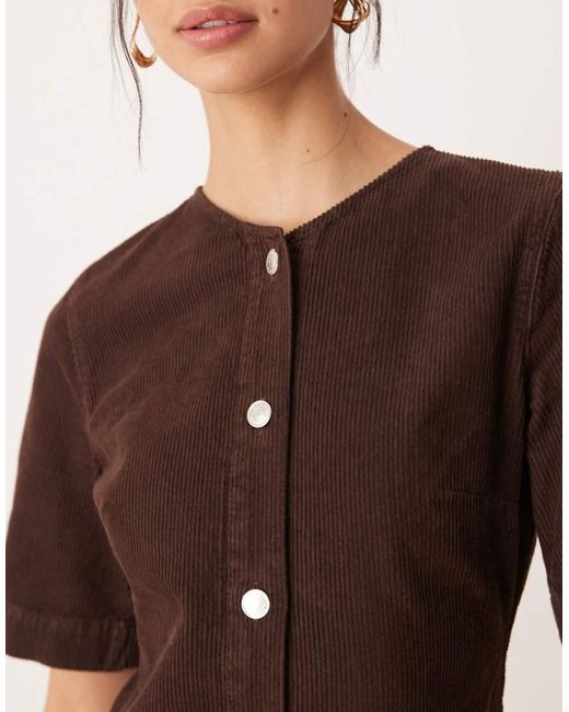 ASOS Brown Cord Button Through Mini Dress
