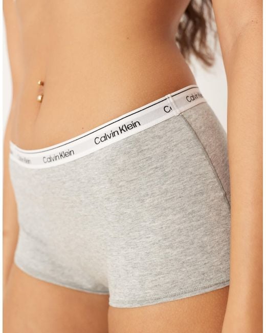 Calvin Klein Brown Modern Logo Mid-rise Boyshorts