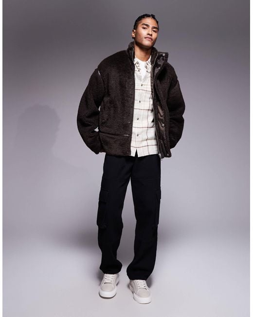 ASOS Black Oversized Jacket With Funnel Neck for men