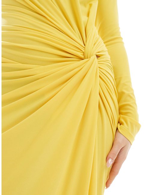 DASKA Yellow High Neck Maxi Dress
