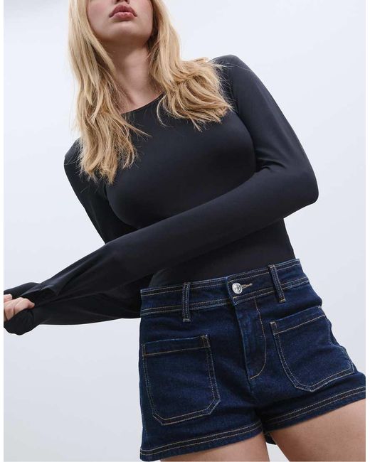 Stradivarius Body Van Polyamide Met Lange Mouwen in het Blue