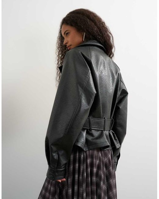 TOPSHOP Black Faux Leather Moto Jacket
