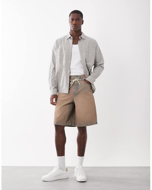 ASOS Natural Loose Denim Jorts for men