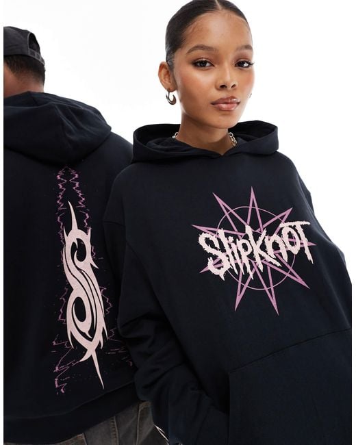 ASOS Black Oversized License Hoodie With Slipknot Prints