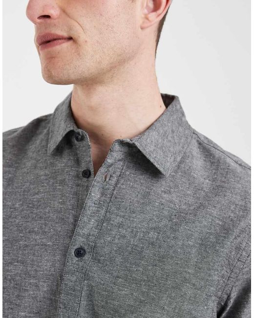 Blend Gray Cotton-linen Regular Fit Shirt for men