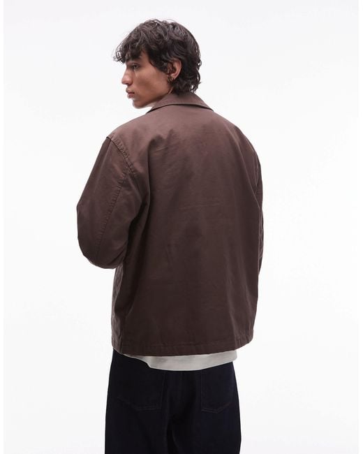 Timberland – gefütterte coachjacke aus gewaschenem canvas in Brown für Herren