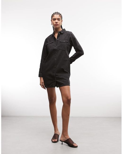 Noisy May Black Long Sleeve Denim Dress