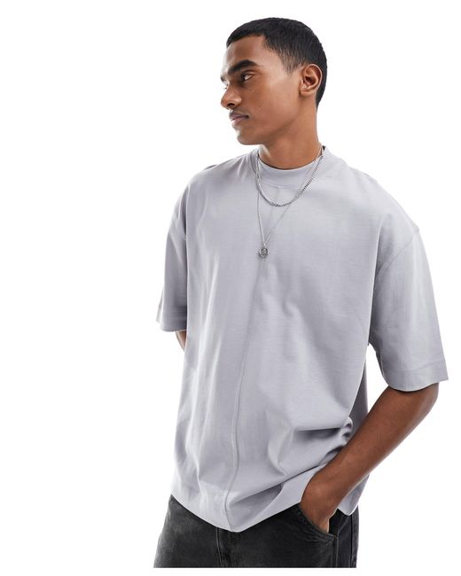 ASOS Gray Oversized T-shirt With Seam Detailing for men