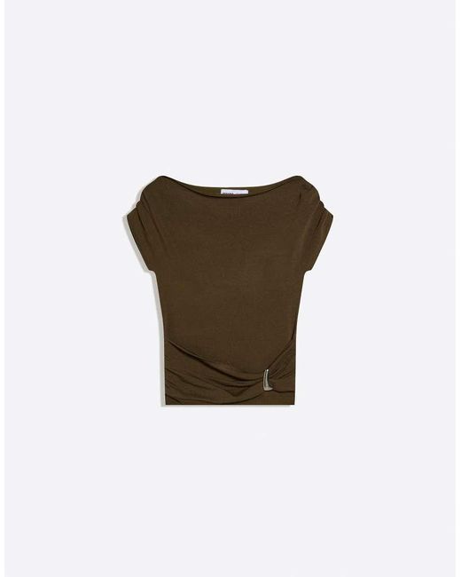 Bershka Green Asymmetric Belted Jumper